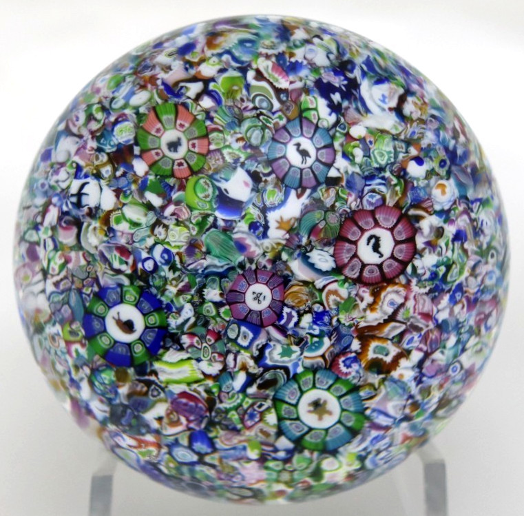 Beautiful PERTHSHIRE End of Day Art Glass PAPERWEIGHT 1987 with BOX and COA PP19