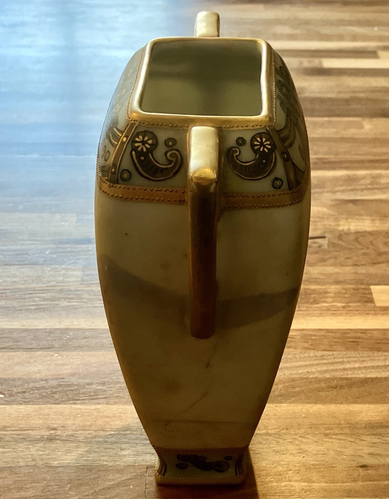Vintage NIPPON Imperial Porcelain Moriage Scenic Egypt VASE Green Mark