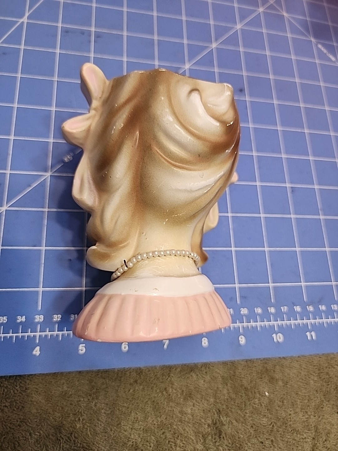 VINTAGE LADY HEAD VASE Pink RUBENS 4121 Red Lipstick 5.5”