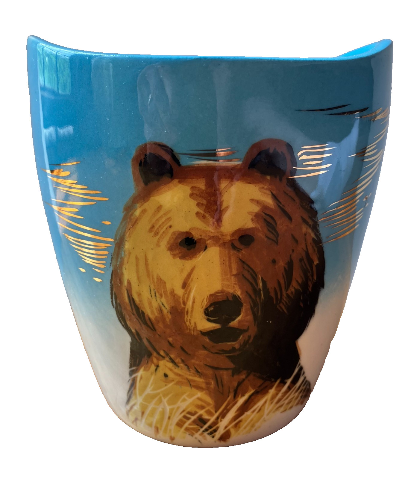 Matthew Adams (CA) Alaska series round covered jar with grizzly bear. MCM
