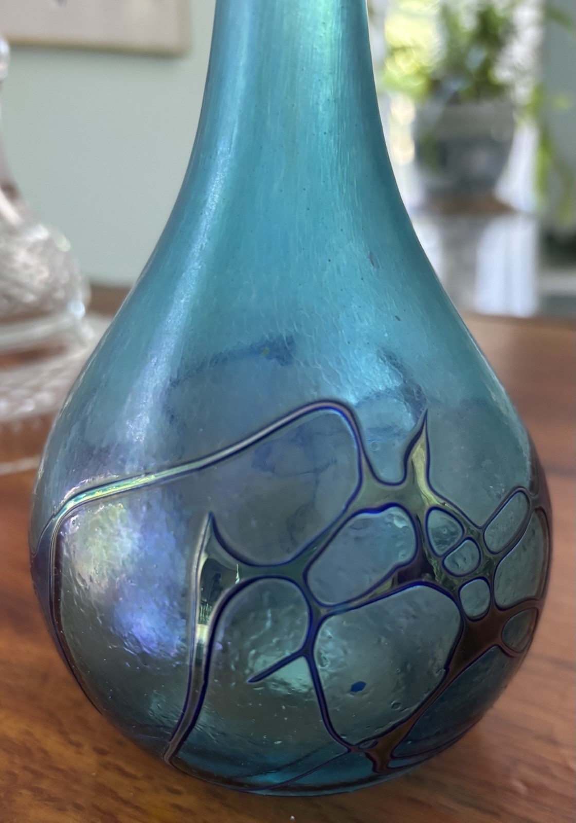 Robert Held Handcrafted Art Glass Sculpture Raindrop Vase, Iridescent, Signed