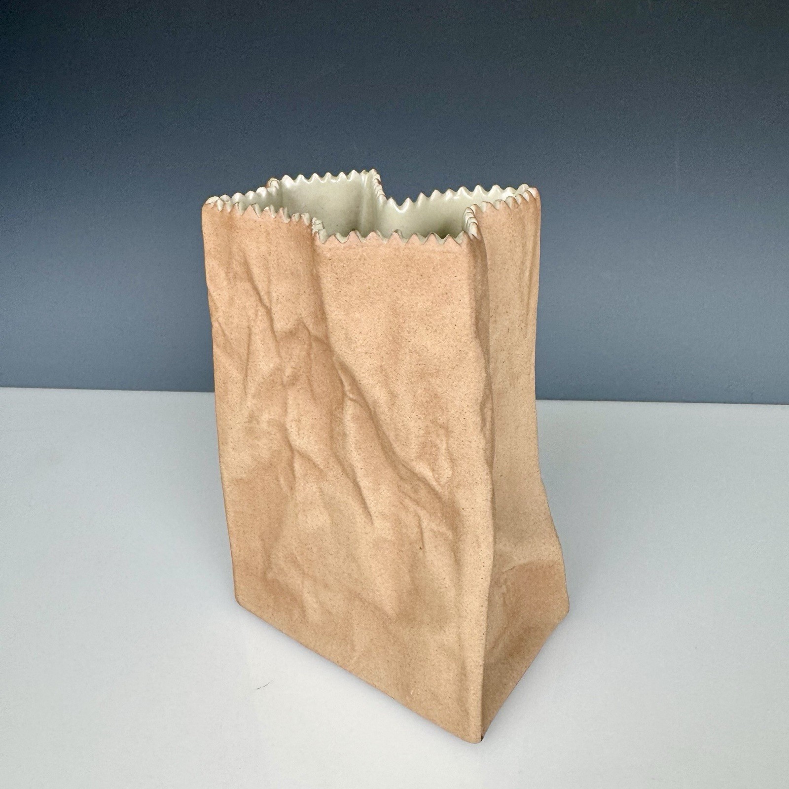 Tapio WIRKKALA Design Rosenthal Studio Crumbled BROWN Paper Bag VASE 6” MCM
