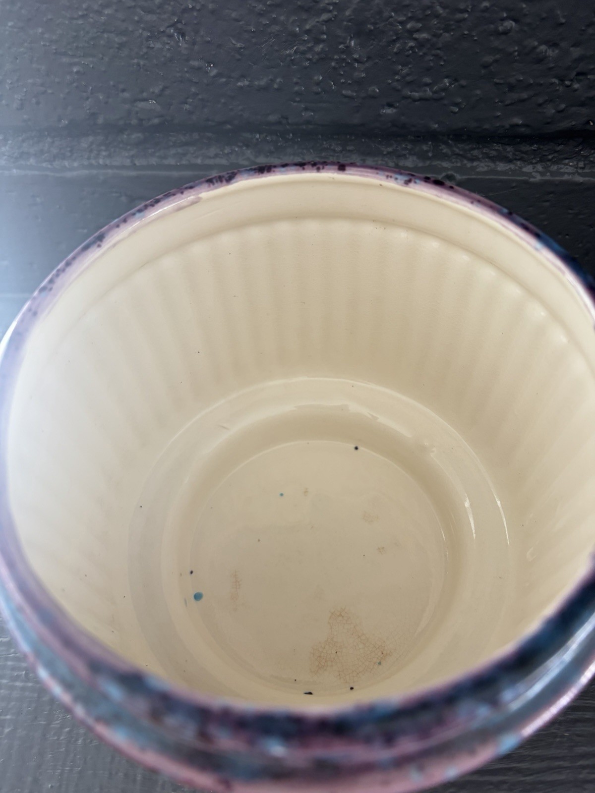 Vintage Atlantic Mold Purple Blue Ceramic Planter MCM Pottery USA Made Boho