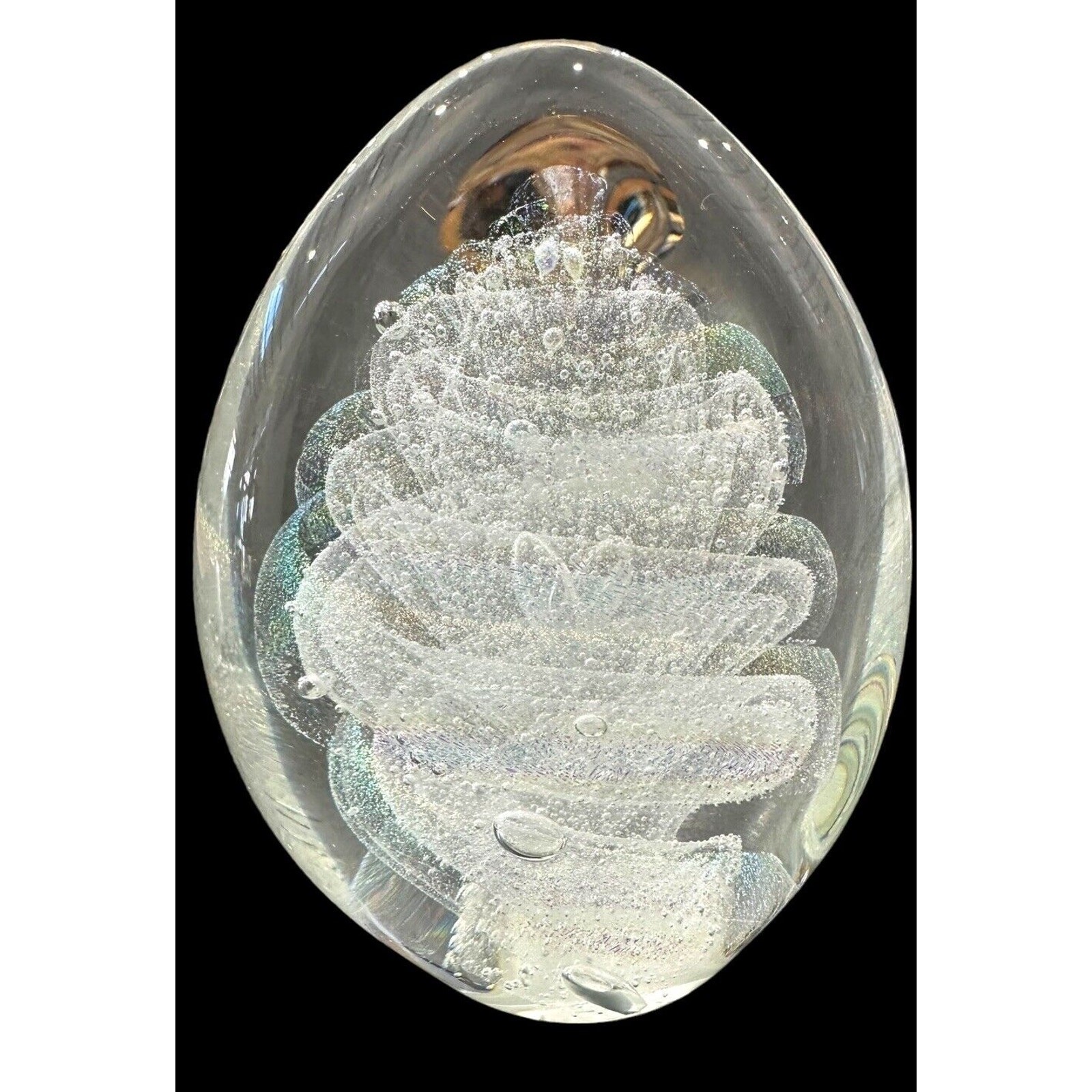 NEW Alabaster Small Paddle Crystal Dichroic Art Glass Paperweight S. Garrelts