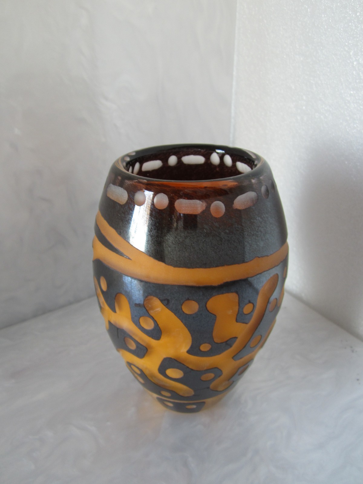 RARE ANTIQUE 1920’s ART DECO CHARLES SCHNEIDER (1881-1953) FRANCE ART GLASS VASE