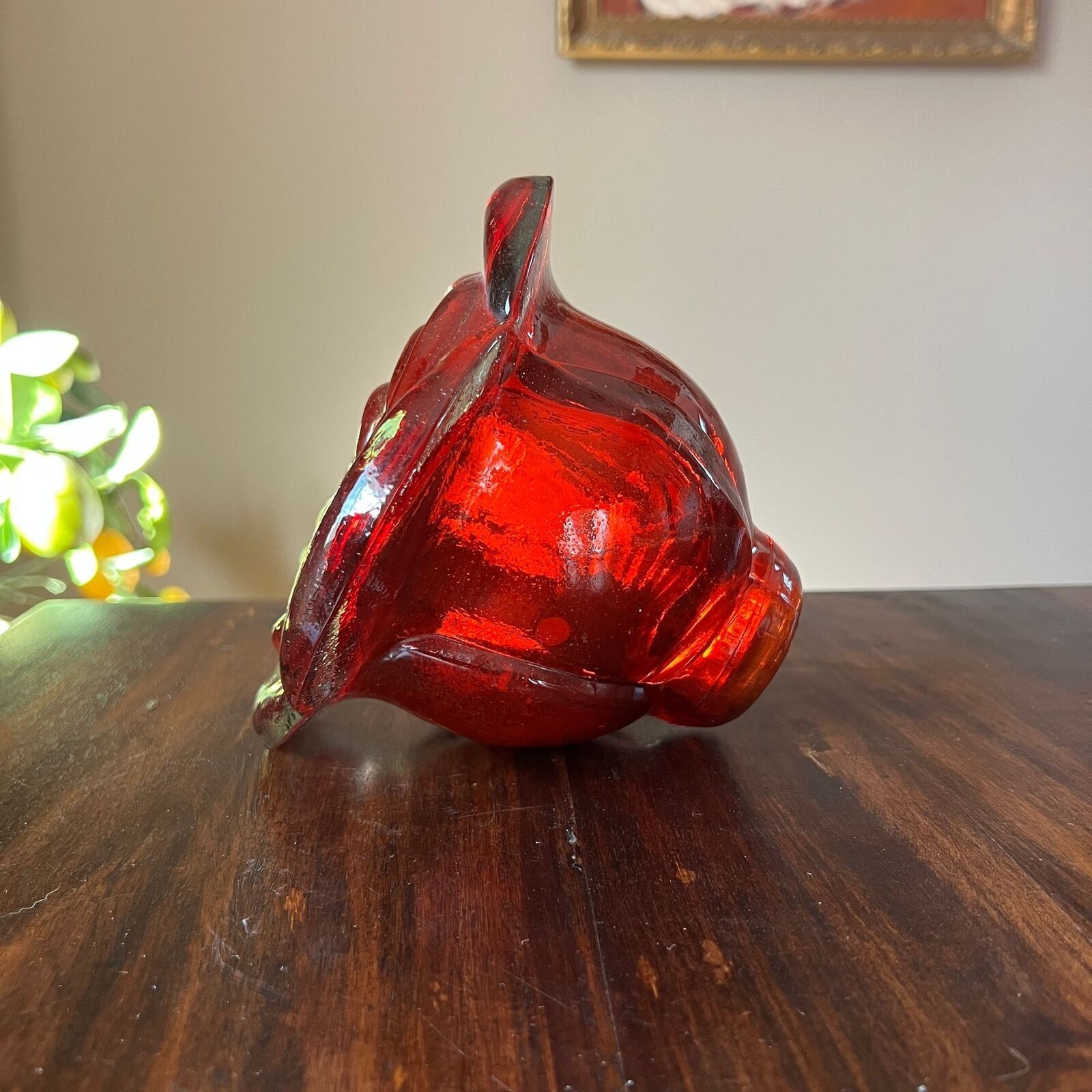 Glass Rose Art Glass Sculpture Floral Valentines Romantic Feminine Whimsy