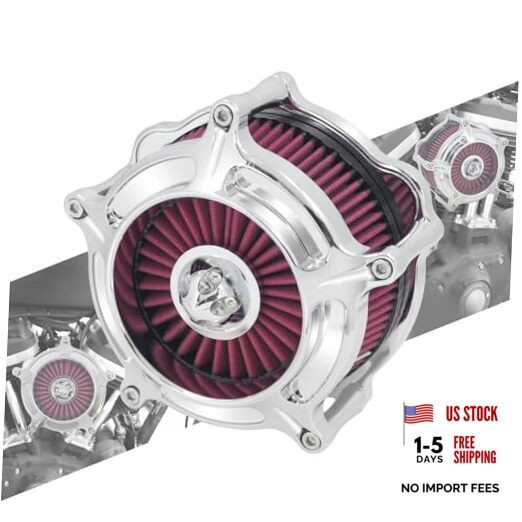 Air Cleaner Filter Aluminum A For Sportster XL 04-22 Chrome Housing Red Element