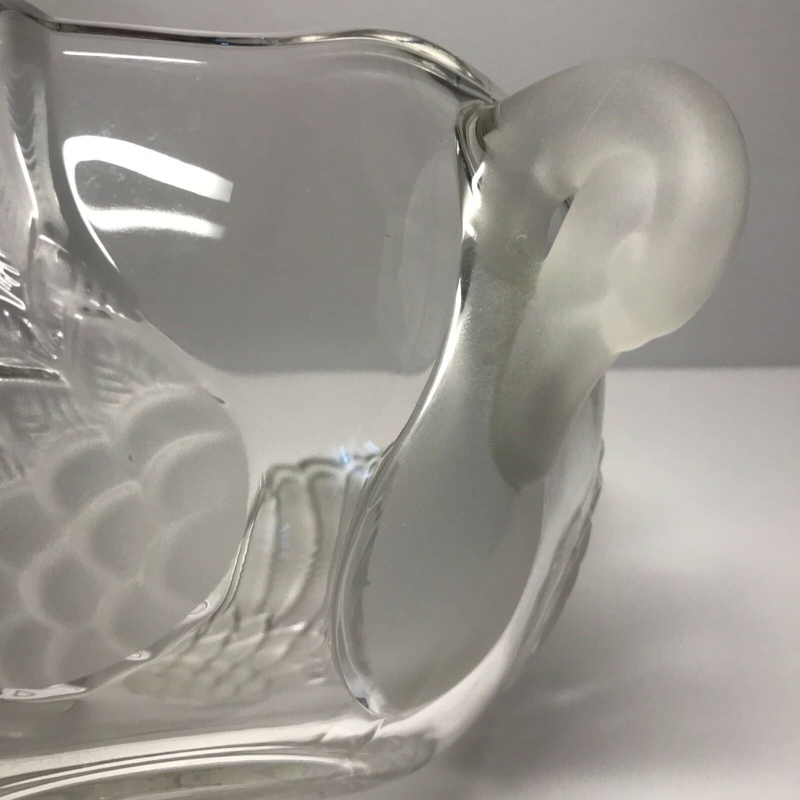 Mikasa Swan Centerpiece Bowl Frosted Crystal Glass Frosted Double Handles w /Box