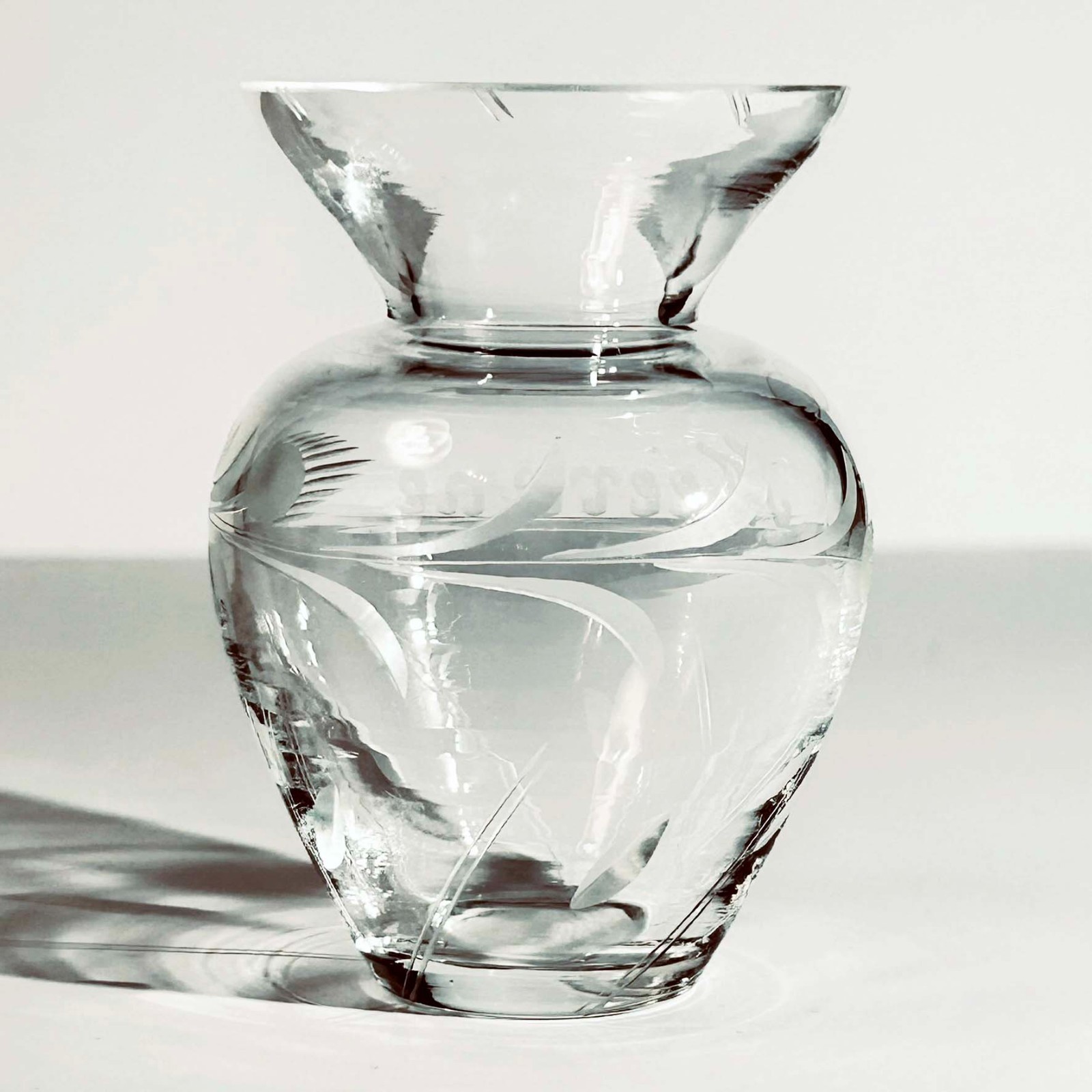 Bleikristall Bud Vase Lead Crystal Floral Etched Made in Germany 3.5″ tall