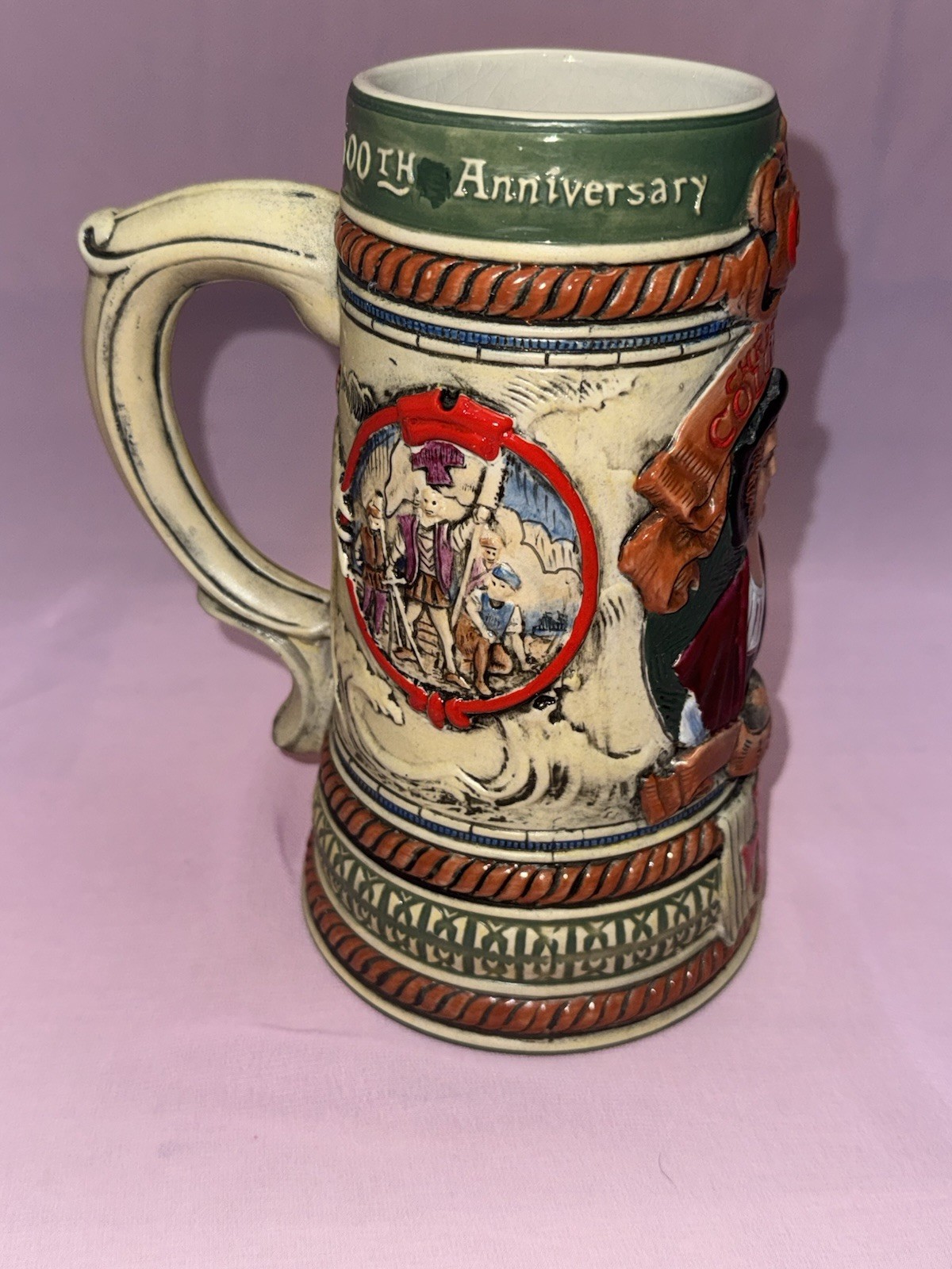 Vintage Christopher Culumbus Glass Vase 500th Anniversary Celebration Limited Ed