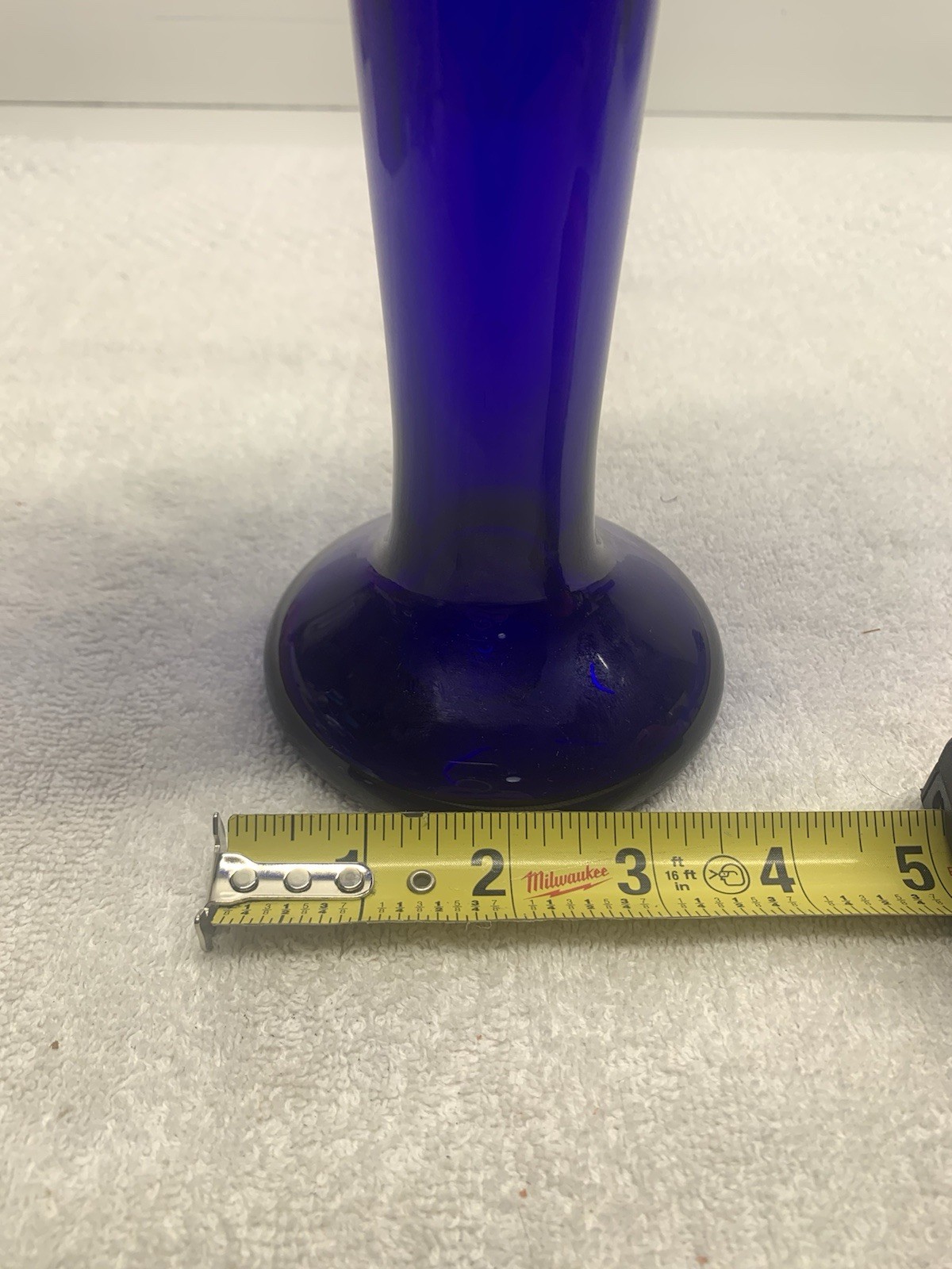 Art Glass Vase Jack In The Pulpit Blue Iridescent Signed Zellique studio Floral