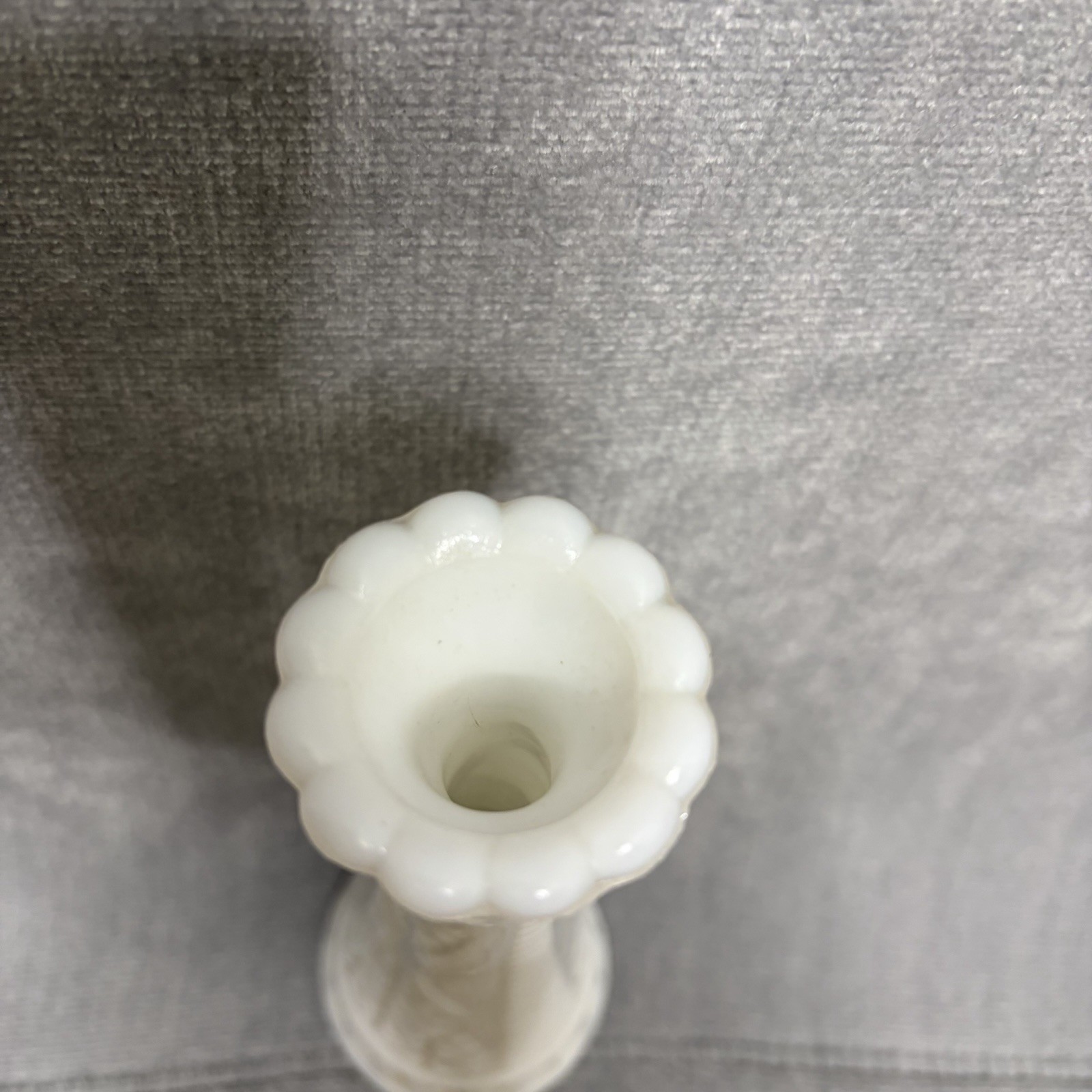 Vintage Anchor Hocking Stars And Bars White Milk Glass Bud Vase 9 Inch
