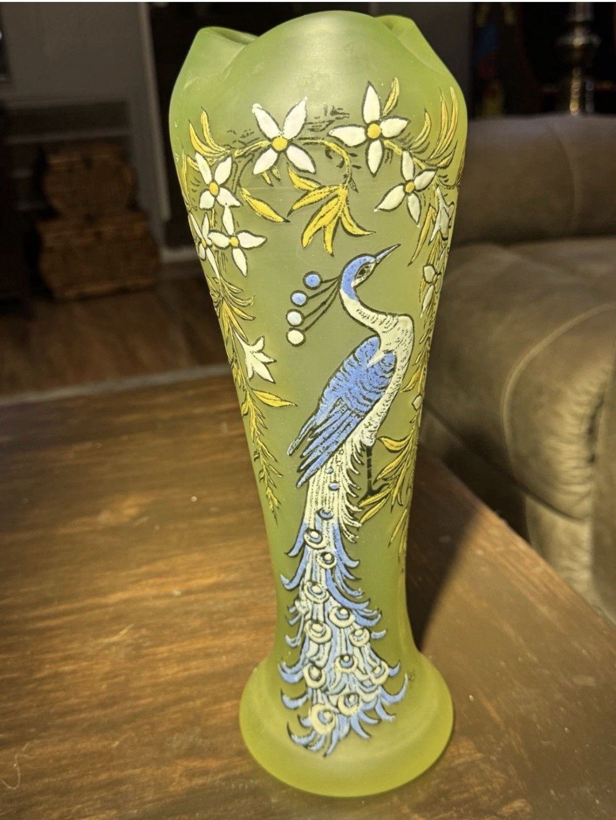 Art Nouveau enameled glass vase by the renowned French glassmaker Legras!