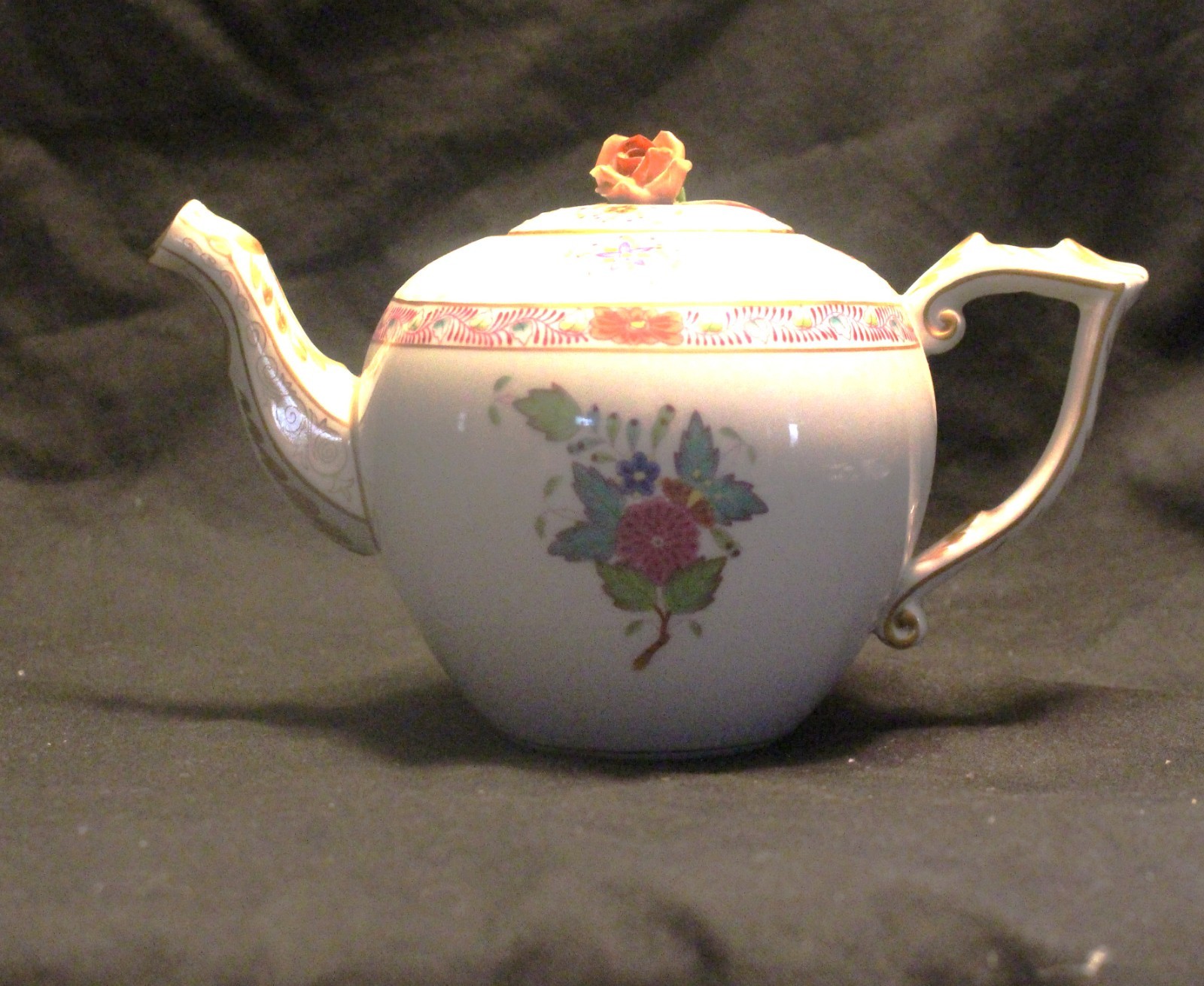 HEREND CHINESE BOUQUET TEA SET ON TRAY – 9 PIECES