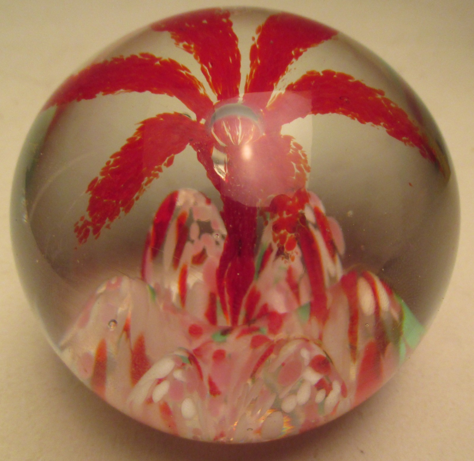Gentile Glass Marked Floral Paperweight 3 ½” Made by glass artist, John Gentile