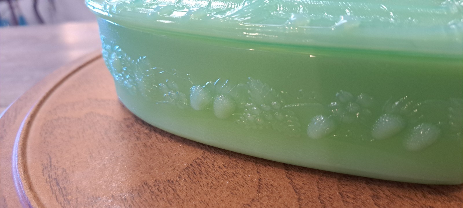 Vintage Style Mosser Jadeite Strawberry Heart Covered Box – New from Fenton Mold