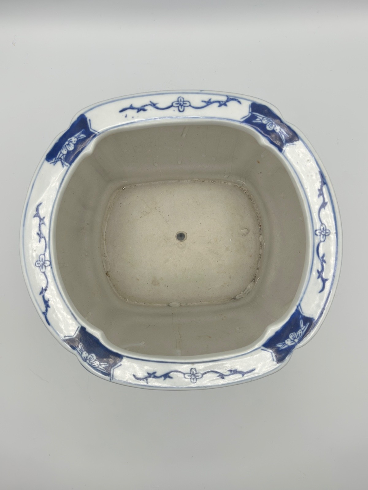 Blue White Chinoiserie Ceramic Bonsai Planter Cachepot Jardiniere 9.75″×6″