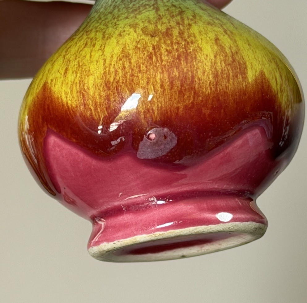 VTG Mini Drip Pattern Glossy Glazed Ceramic Bud Vase – Rainbow Colored