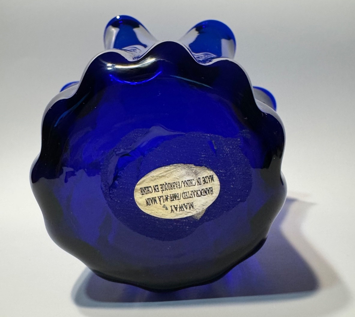 Cobalt Blue AAC Handcrafted Scalloped/Handkercheif Vase Appx 6 Inches Tall