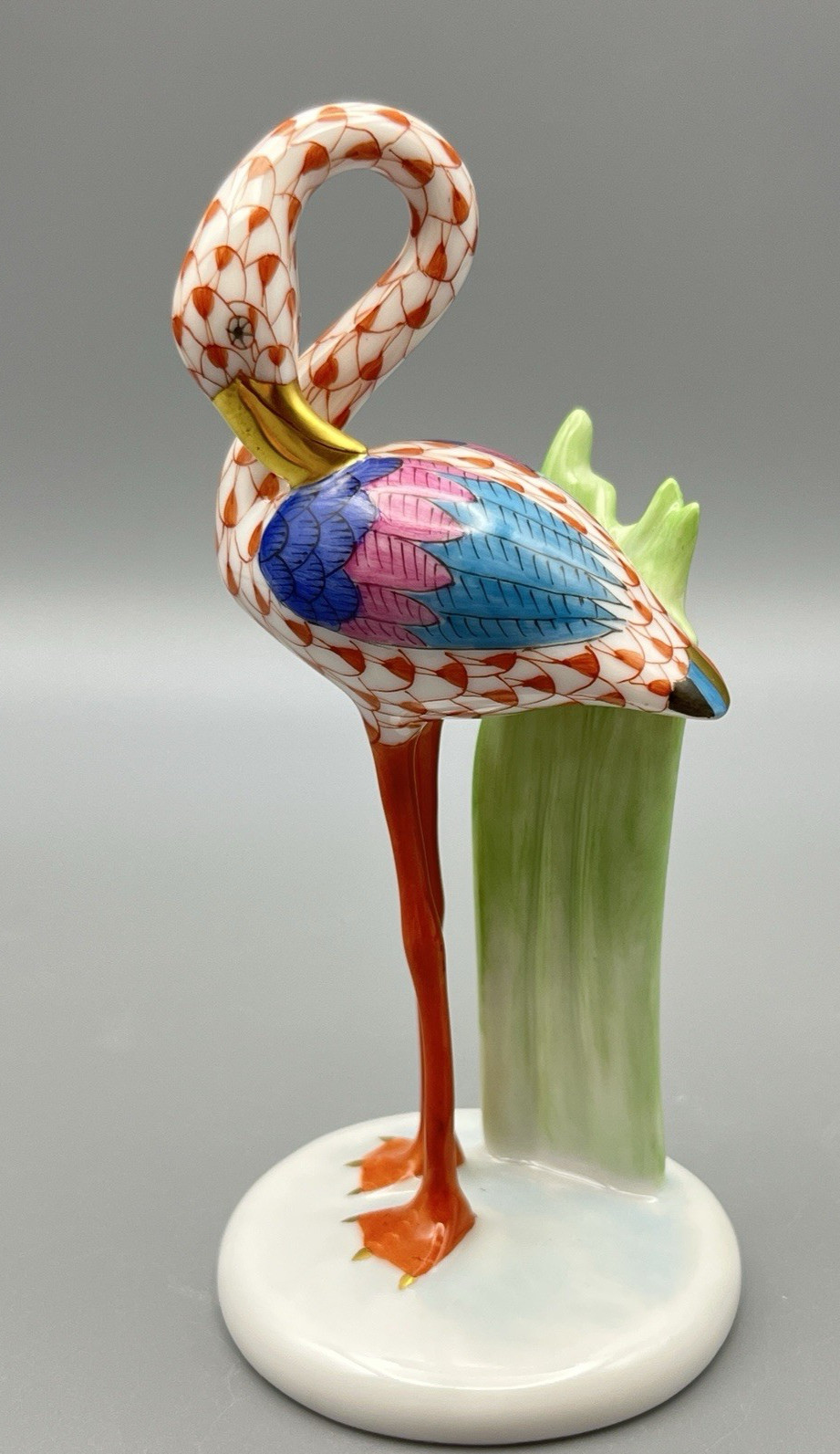 Herend Bird Figurine – Flamingo – Rust Fishnet