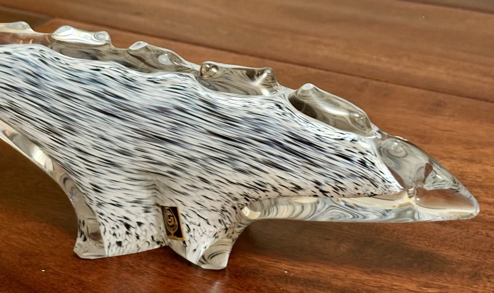 RARE Eneryda Glasbruk Sweden MCM Crystal Figurine 11.75” Komodo Dragon Lizard
