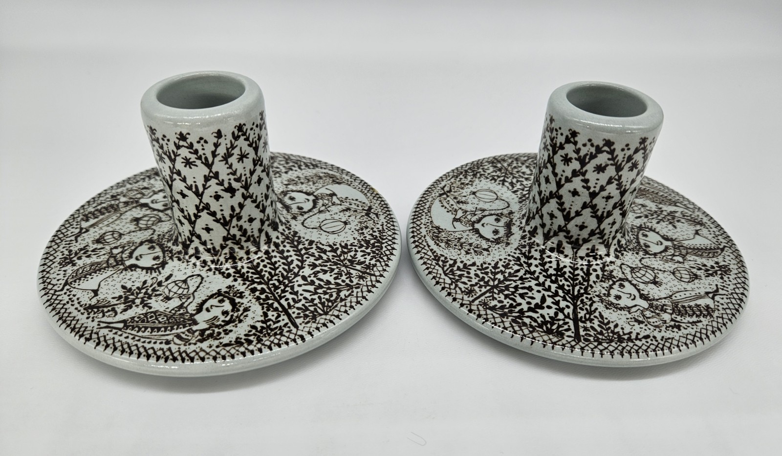 Vintage Candlestick Holders Bjorn Wiinblad SIGNED Nymolle Denmark Pottery READ