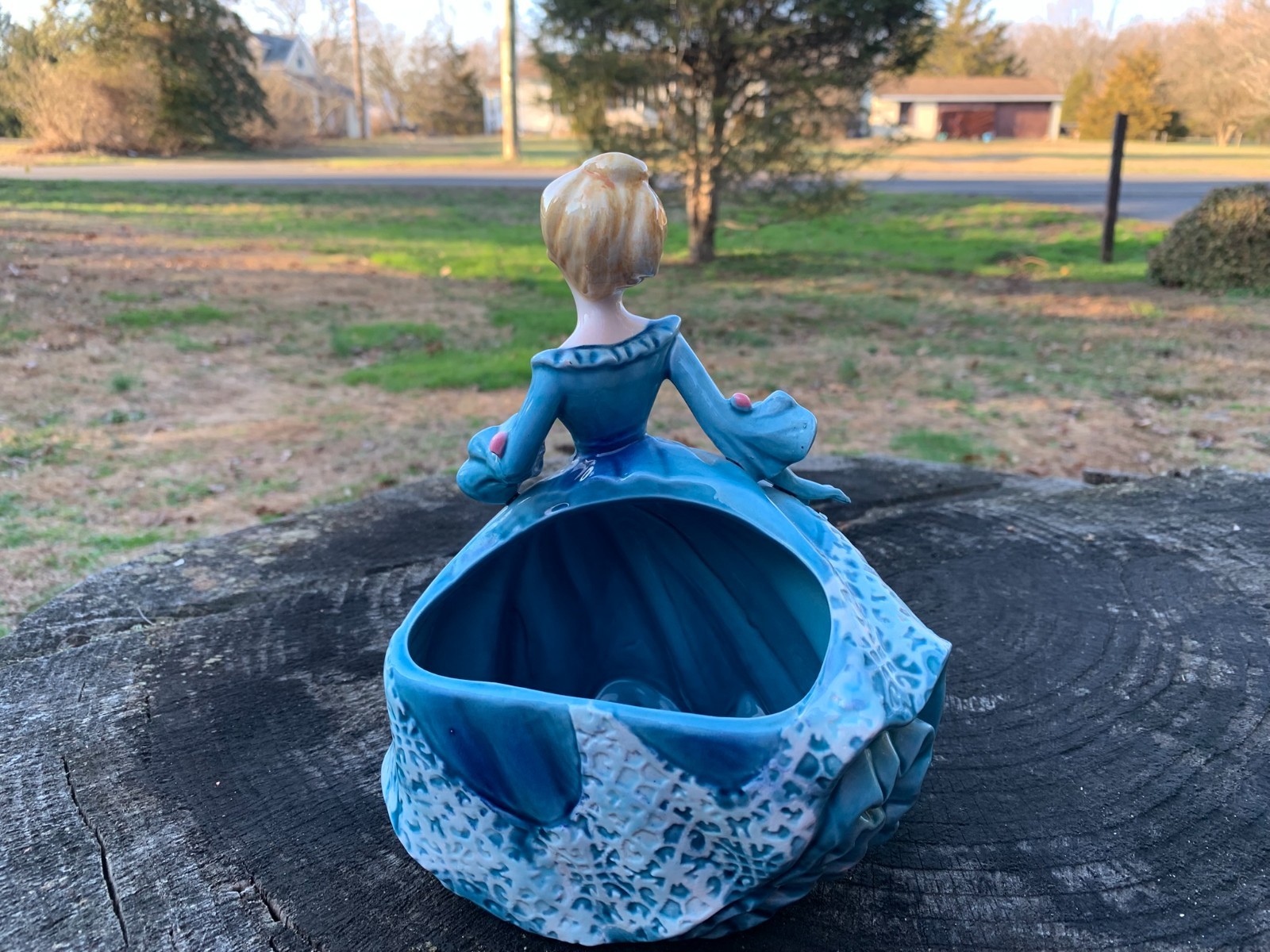 RELPO Lady Planter Head Vase 1950s MCM Blue Ball Gown #5714 MINT COND Japan