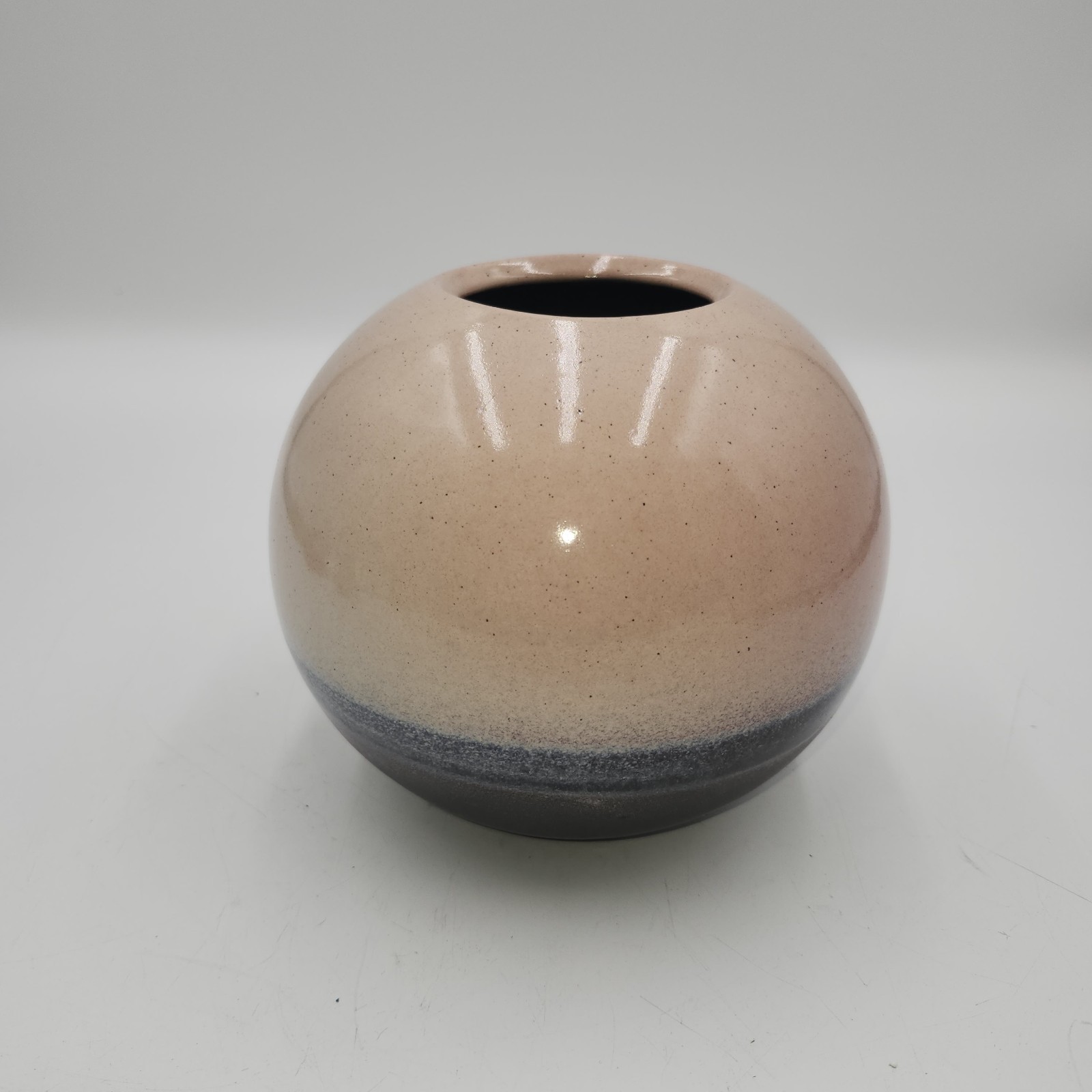 Vintage ORB pink gray Pottery Vase round Sphere Signed