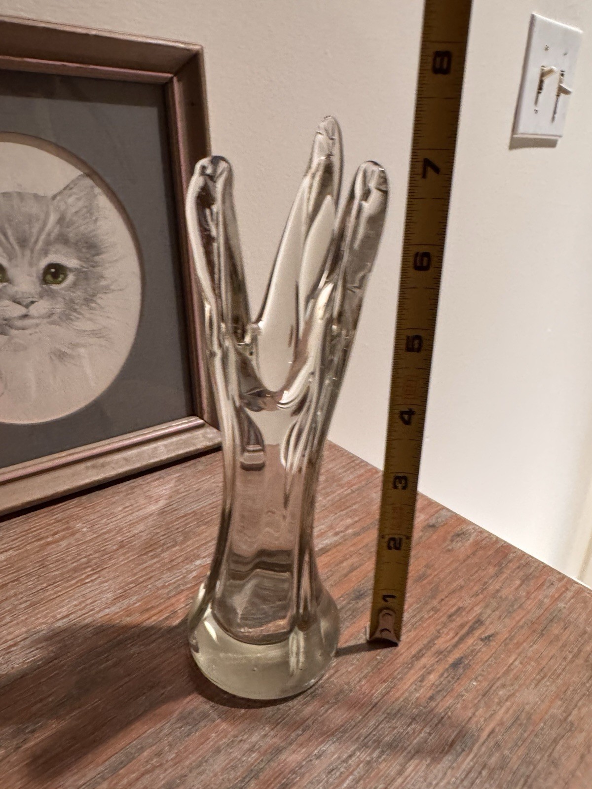 Vintage Hand Cut Art Vase 7 1/4 “ Tall Clear Glass