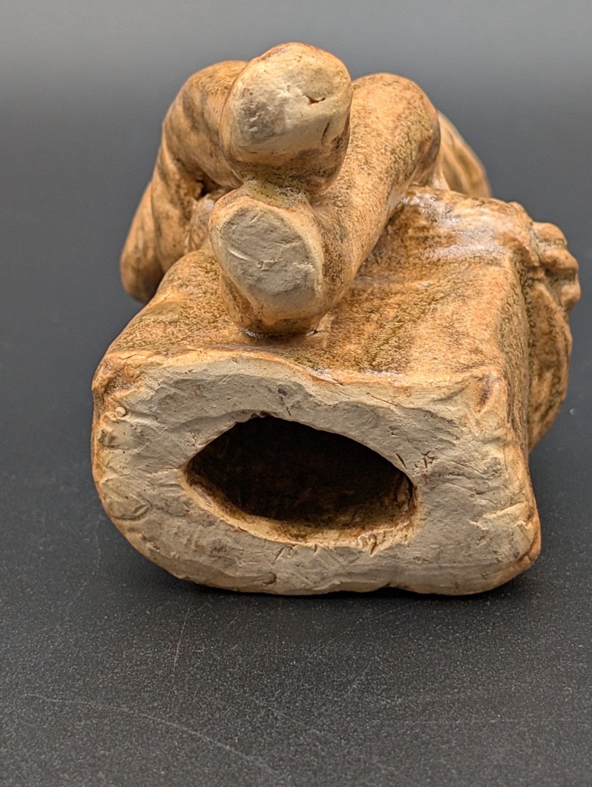 Southern Folk Art Pottery Man Sitting Primitive Outsider Figural Sculpture NC SC