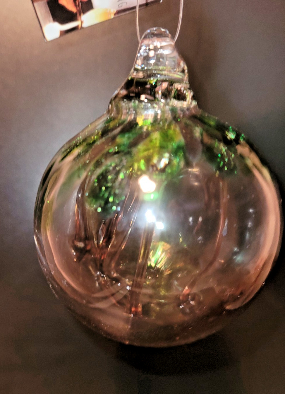 Luke Adams Glassblowing Studio Ornament Brown and Green NWT- 3 inches