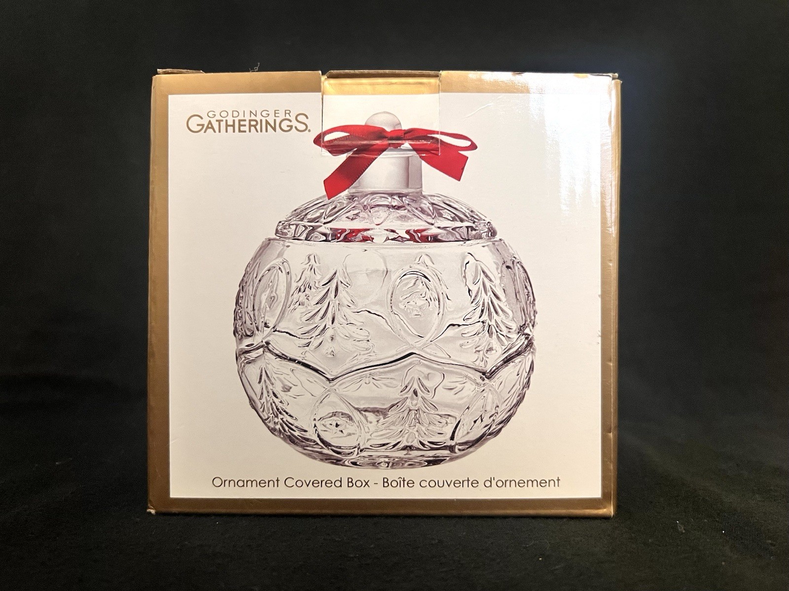 Shannon by Godinger Gatherings – Crystal Ornament Shaped Gift Box w/ Red Bow