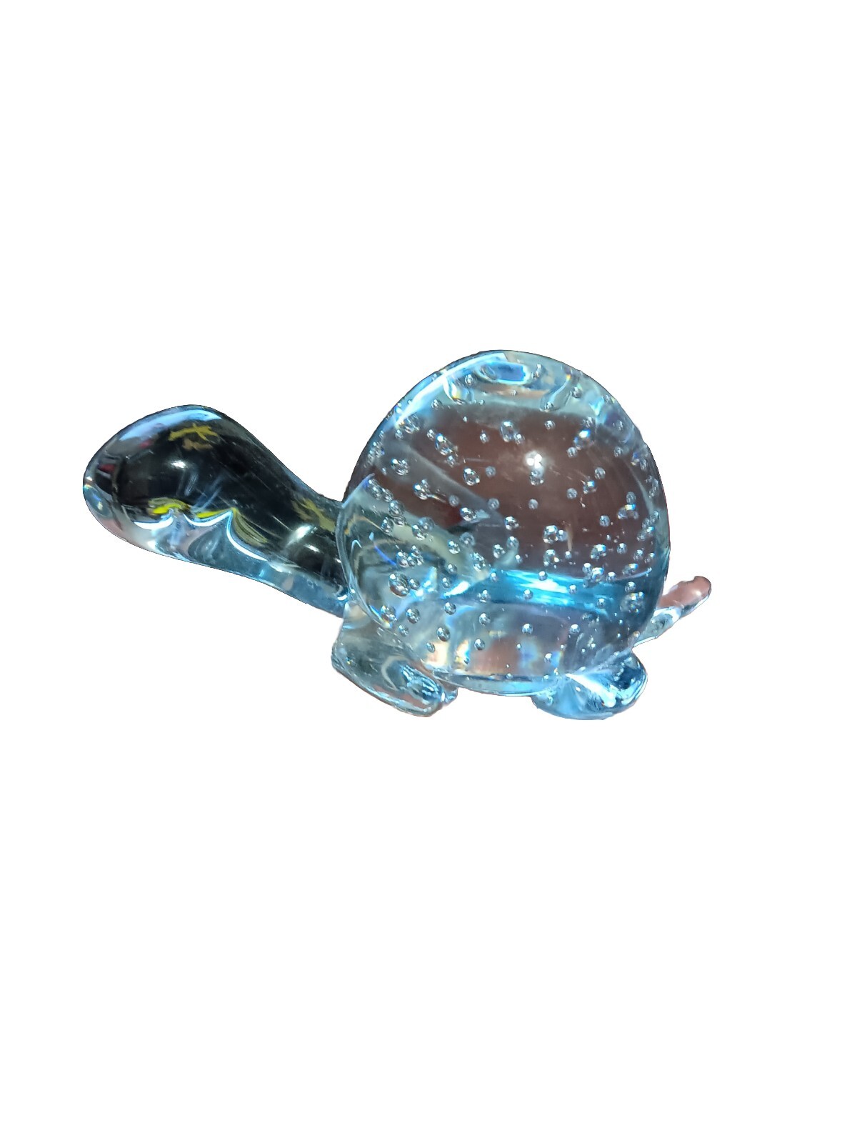 Clear Art Glass Turtle Paper Weight Figurine 13.3 oz 4+ inches long