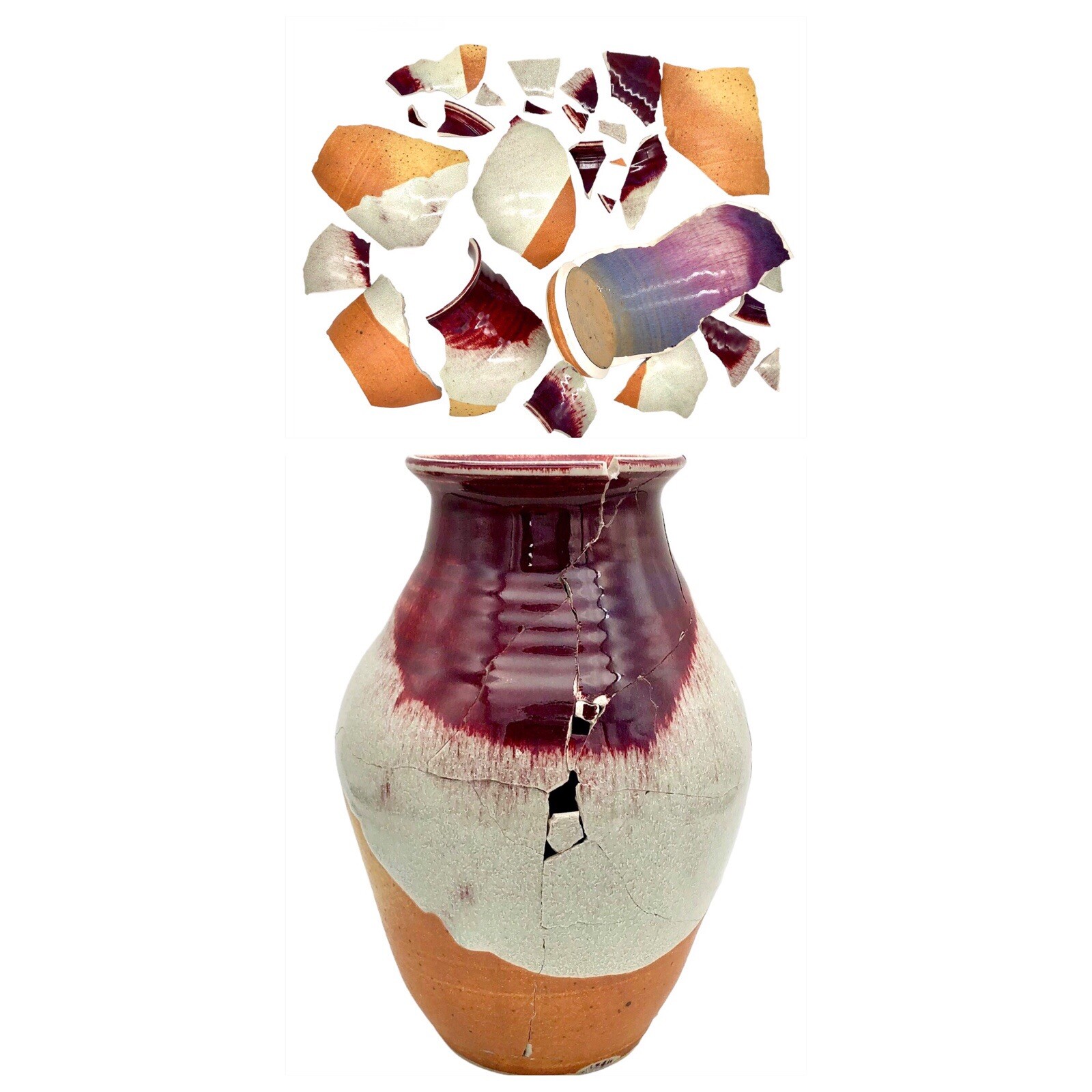 Kintsugi Vase 11” Hand Thrown Pottery Gold Crack Art Anniversary Growth Gift