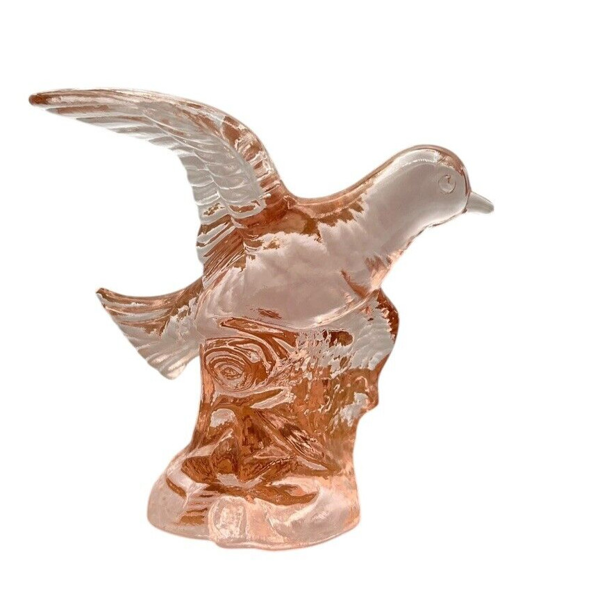 Mosser Glass Pink Peach 1976-2001 Bird in Flight Figurine #175