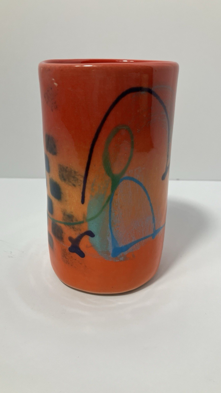 Michael Kifer Studio Art Pottery Vase 4.5” Signed Abstract Post Modern Ceramic