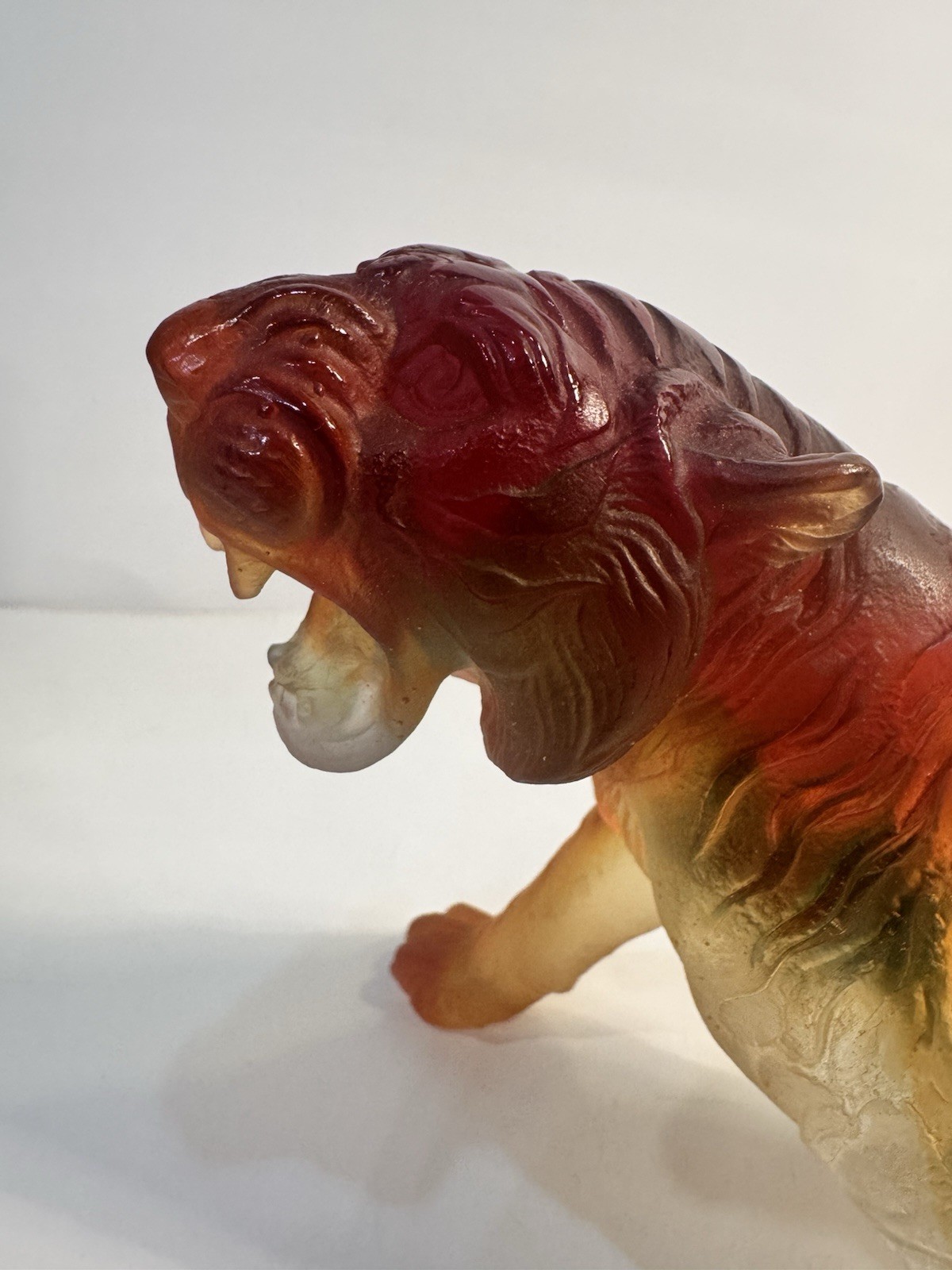 Daum Pate De Verre 11.5” Roaring Bengal Tiger Amber Perfect Retail $3,480