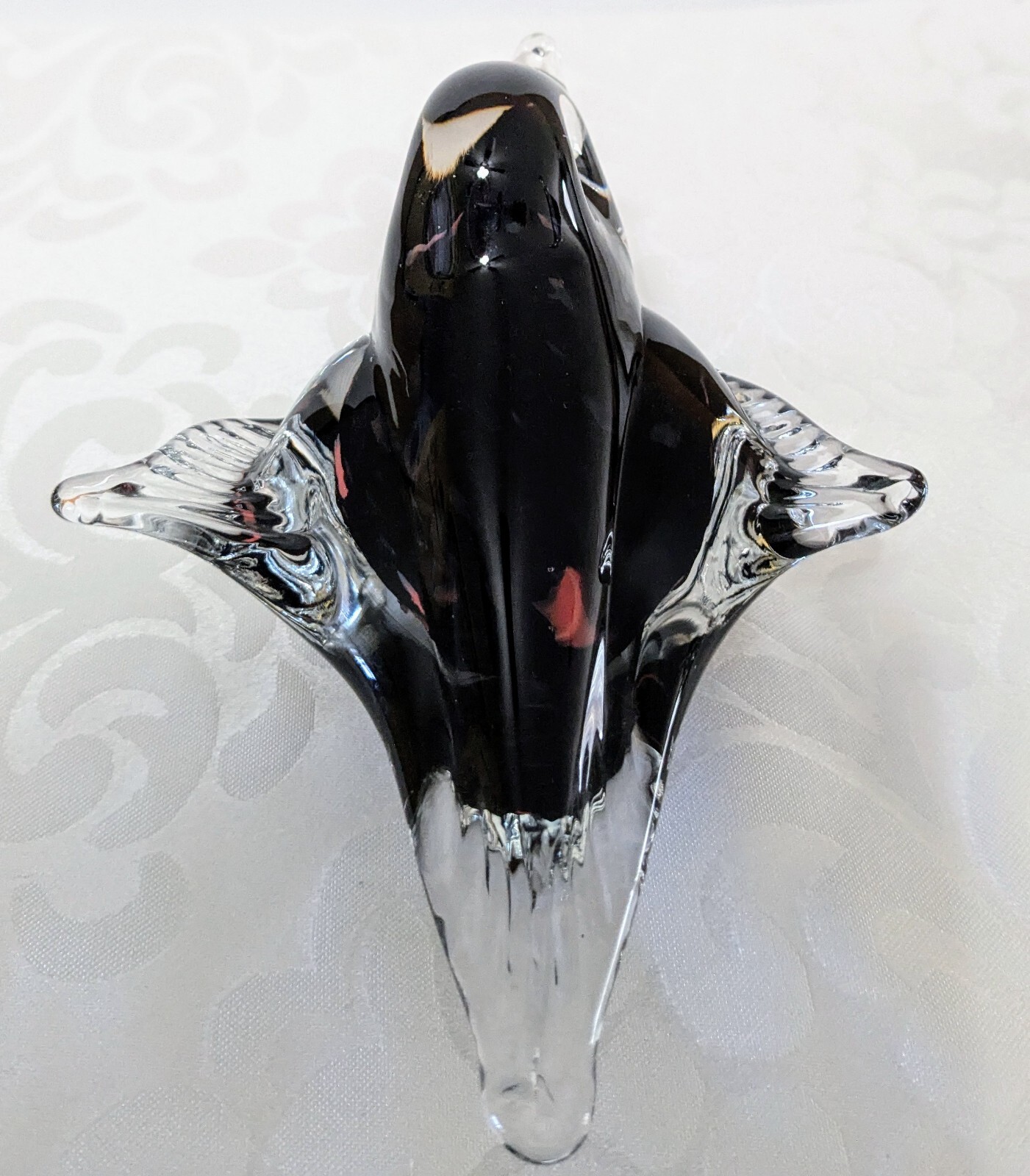 Murano Glass Sparrow Paper Weight: Dark Blue & Pink, Weight 1lb 9oz