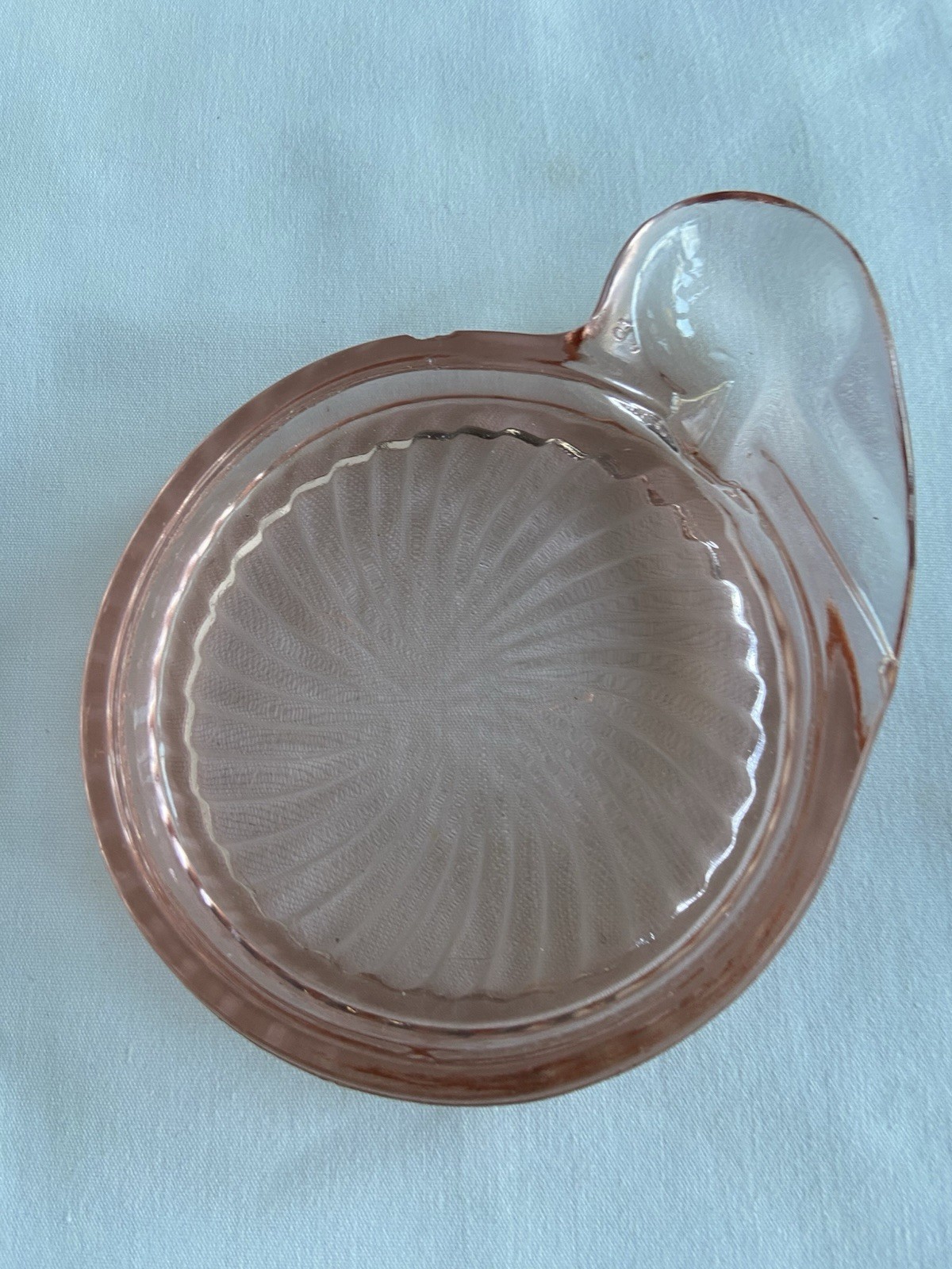 Pink Depression Glass Ashtray Swirl Coaster Pat# 1662146 Trinket Tray Thumb FLAW