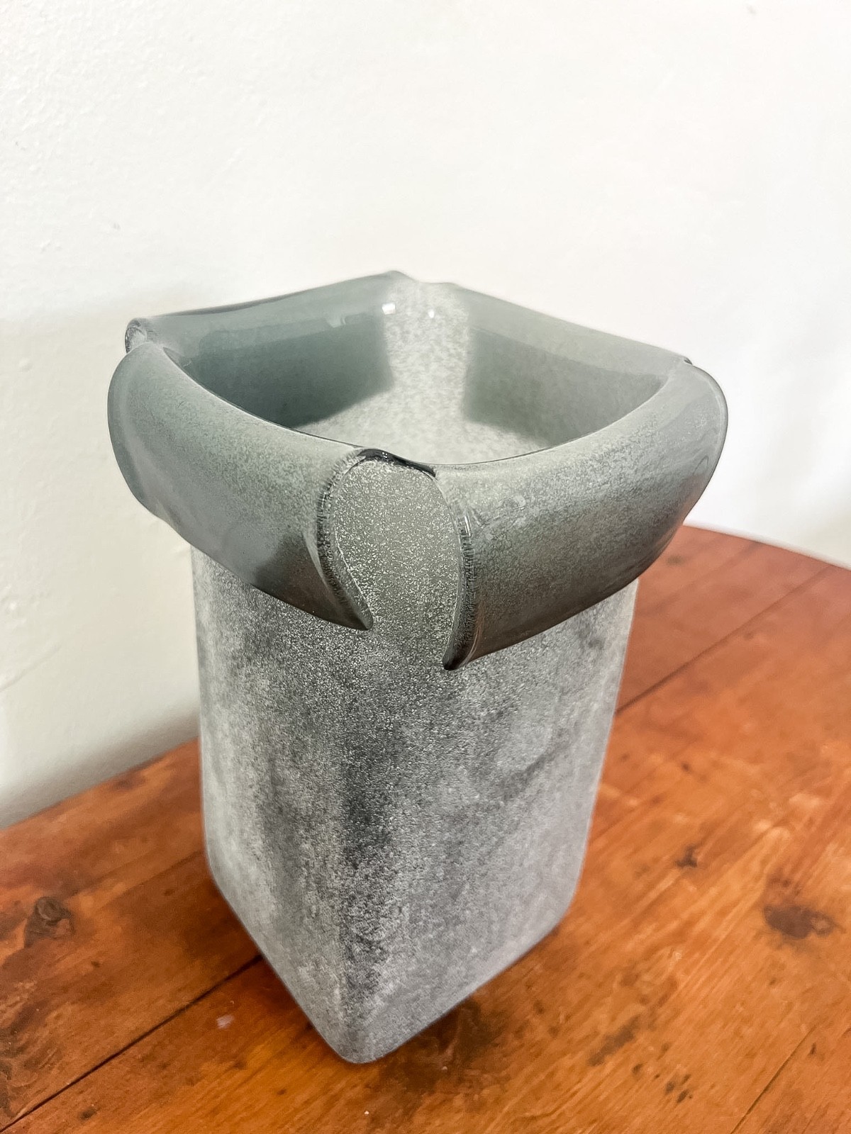 Mid Century Sand Blasted Hand Blown Glass Vase, Excellent condition