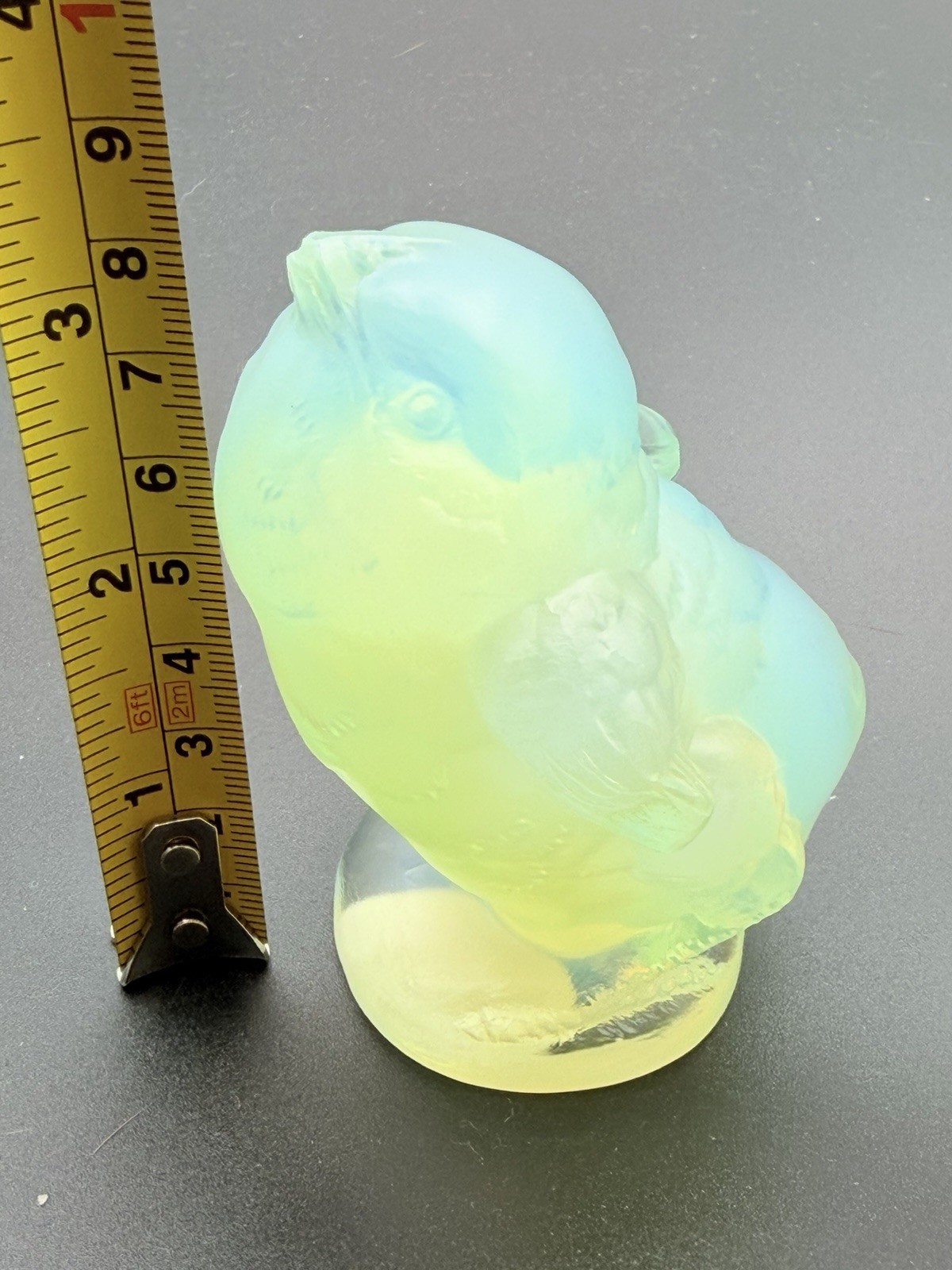 Sabino France Opalescent Glass Chick Bird Figurine Signed Label Retained 3”