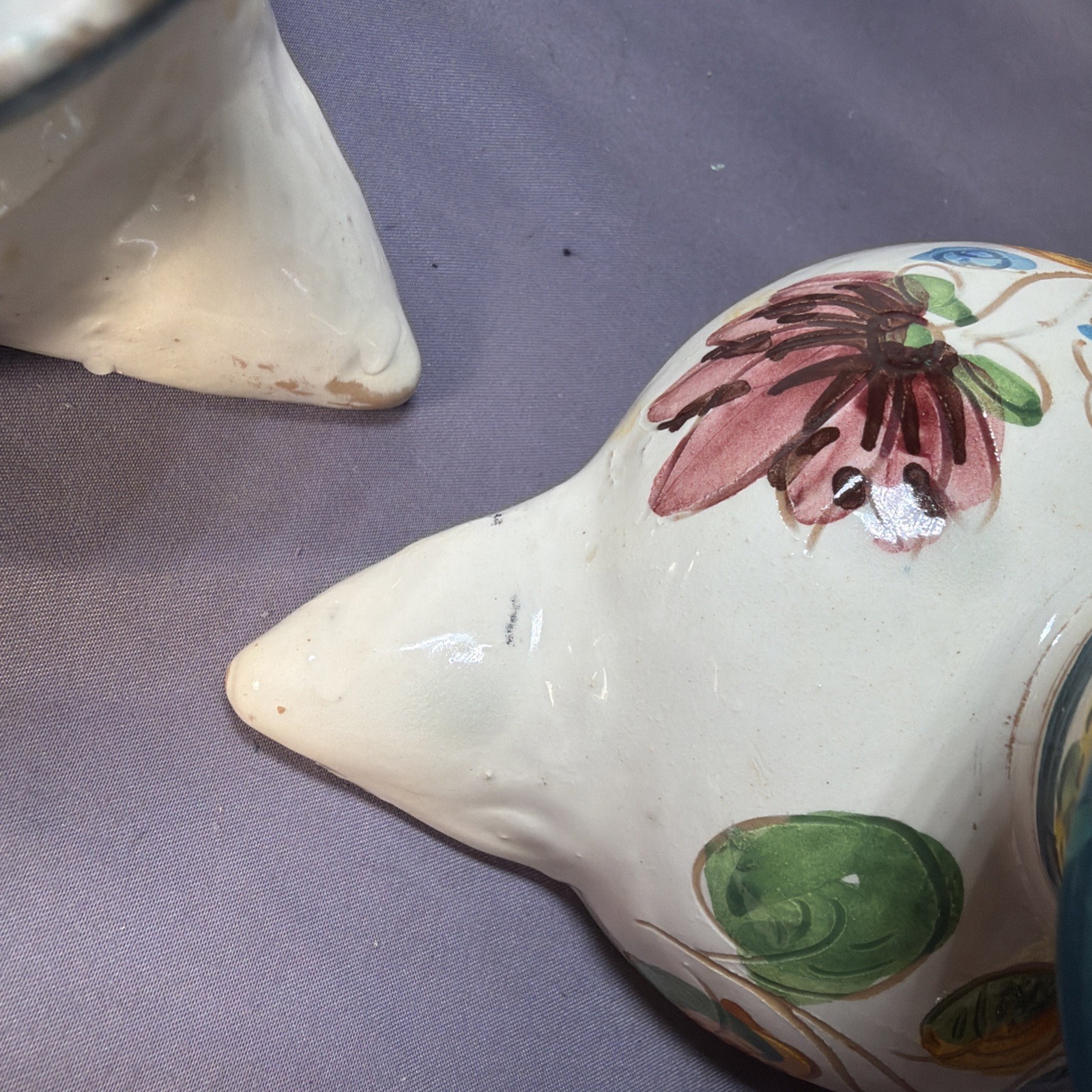 Vintage Aladdin Lamp Candle Holder Handpainted Italy Pottery Set Of 2