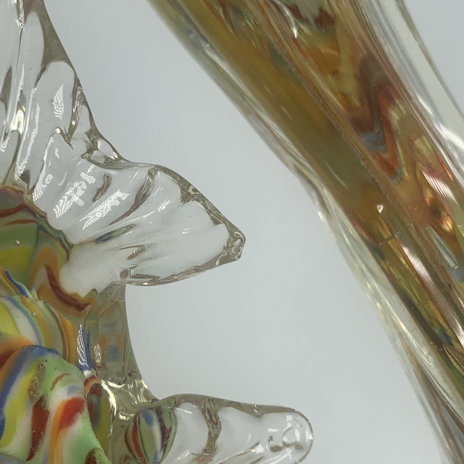 Angel Fish Glass Figurine Multicolor Double Paperweight 8.5″ Sculpture