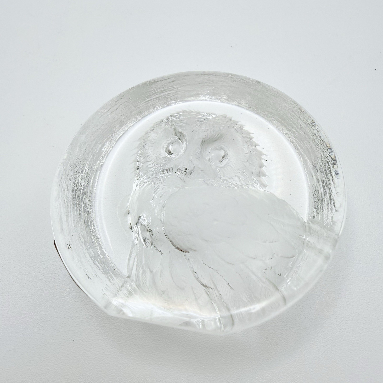 Mats Jonasson Owl Sweden Lead Crystal Figurine Sculpture Paperweight Signed