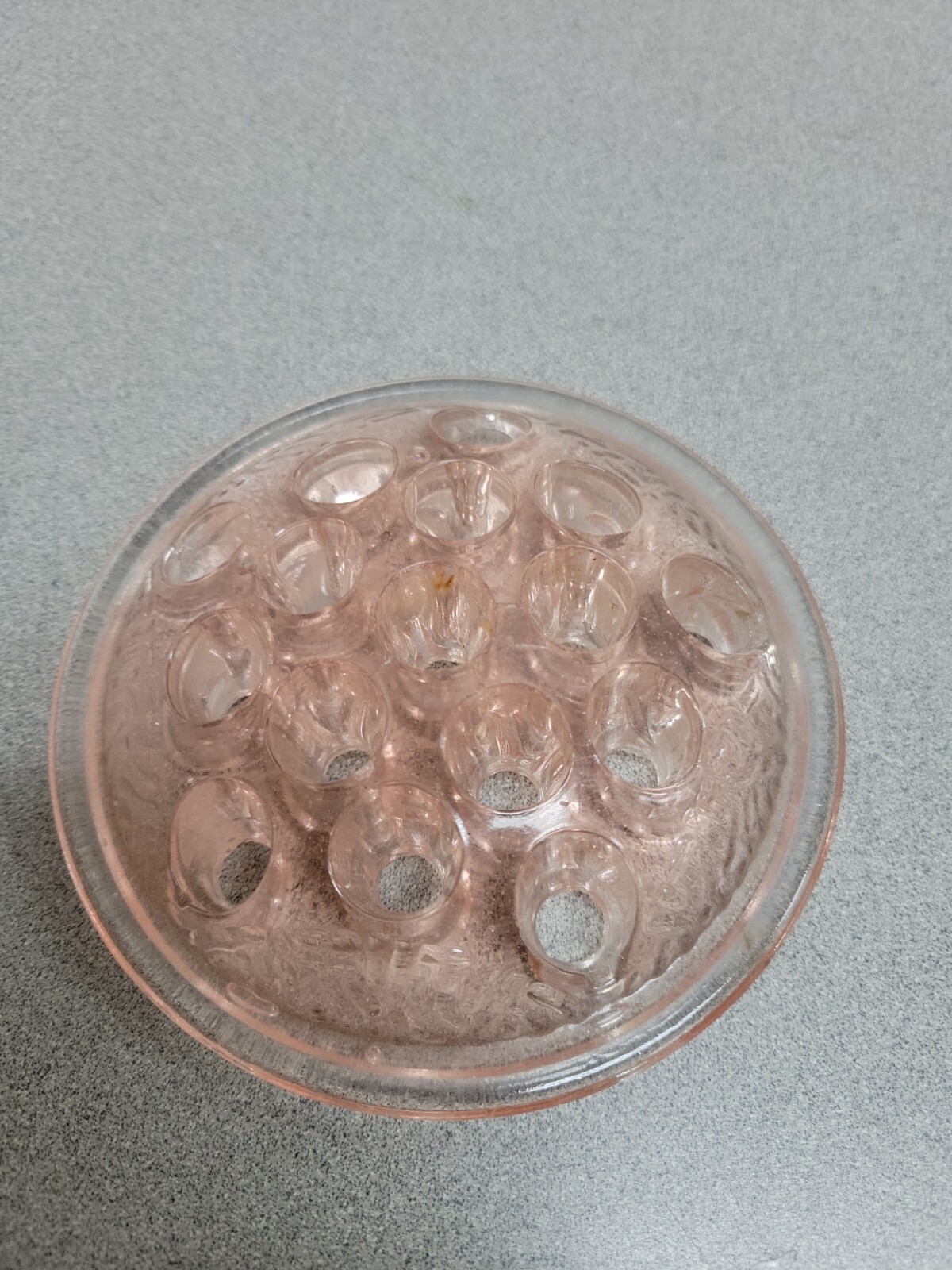 Pink Depression Glass Flower Frog 4.5 Inches