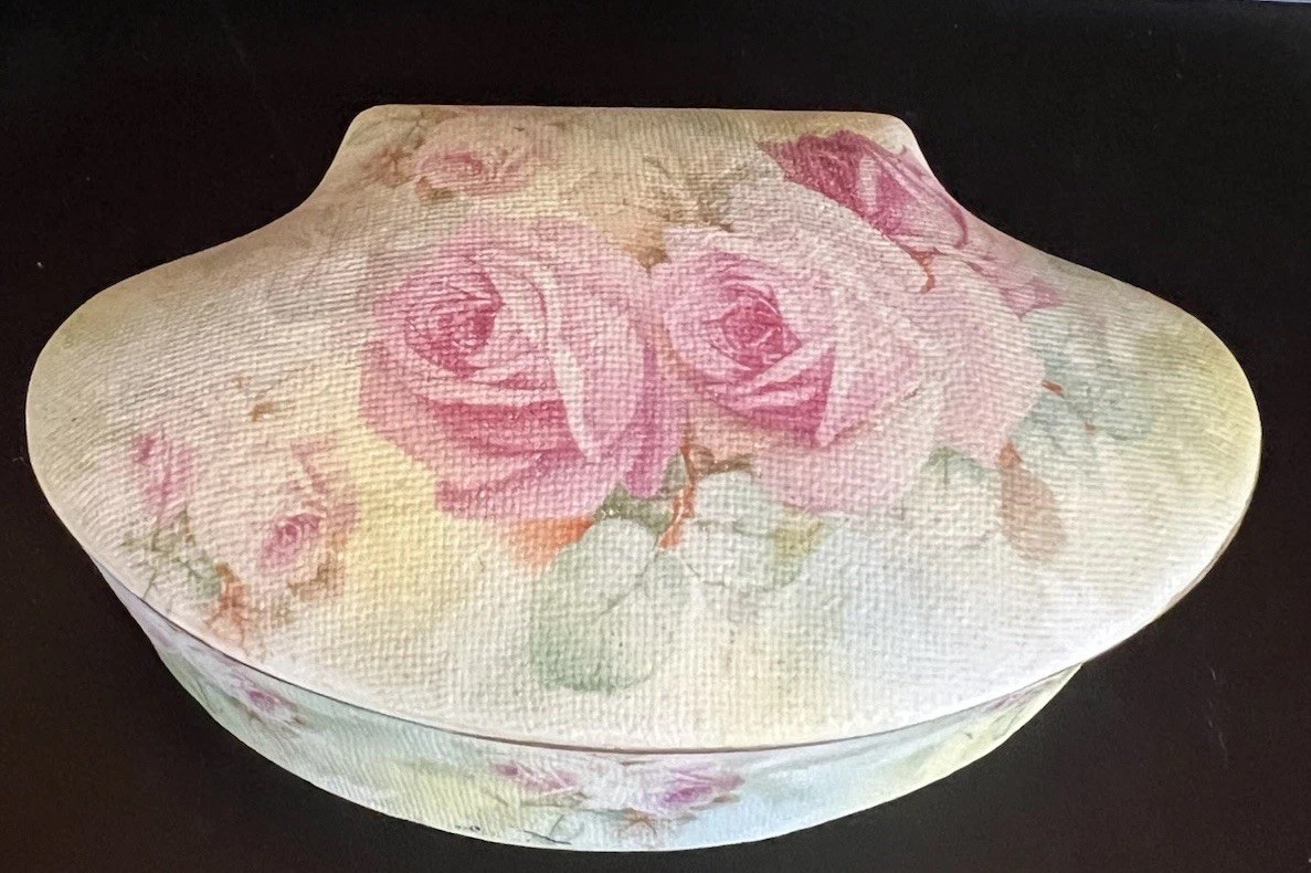 Royal Bayreuth Bavaria Pink Rose Floral Trinket Box Porcelain Antique