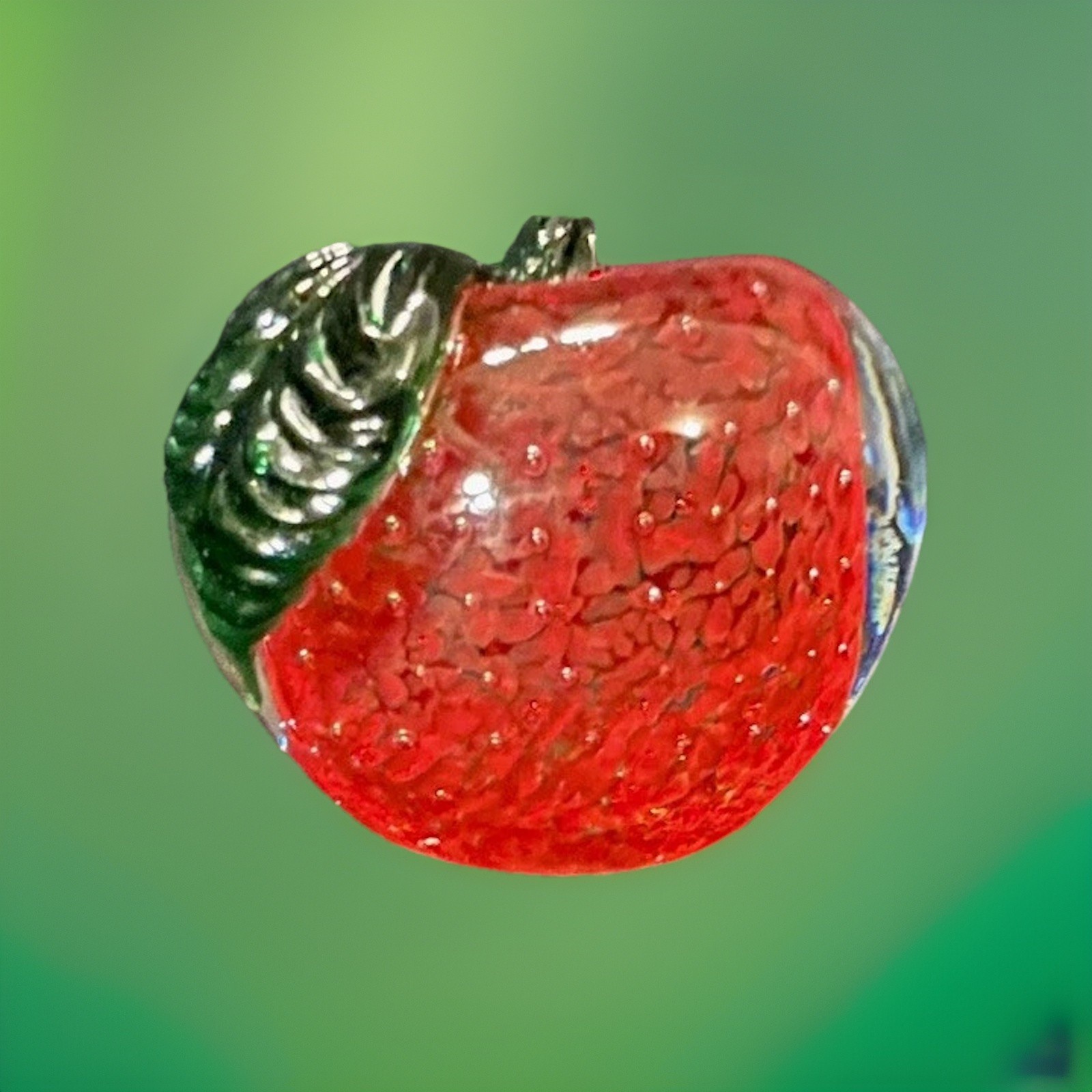 Vintage Lenox Controlled Bubble Glass Apple 🍎 Paperweight Teacher Cute Orchard