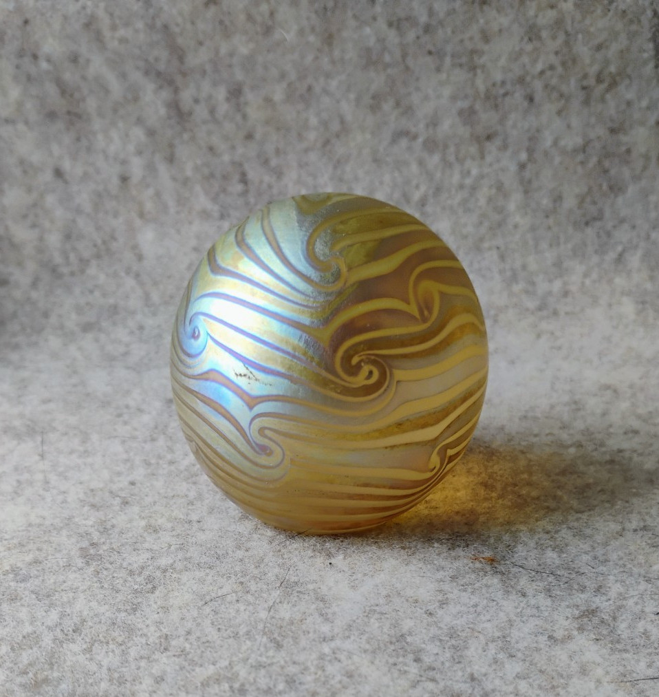 Eickholt Art Glass Iridescent Paperweight Signed 1987