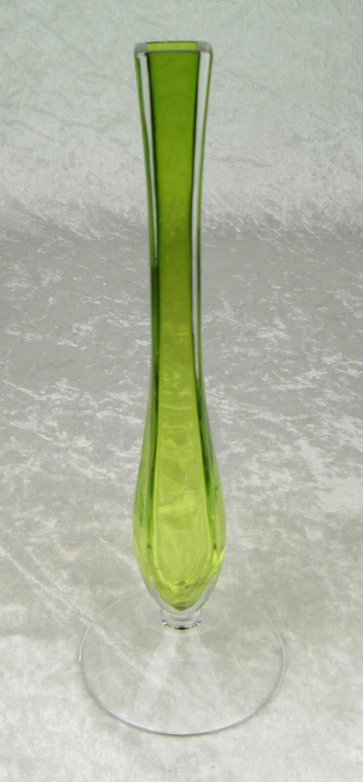 Val St Lambert Green Cased Glass Bud Vase 9-1/4 inch Tall Mid Century Modern VSL