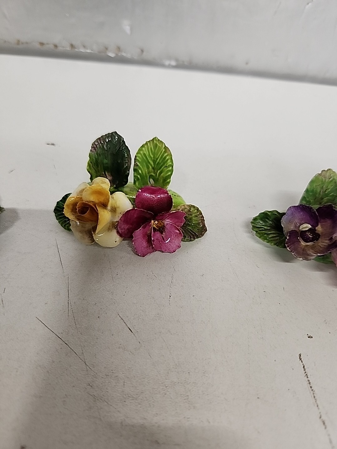 Lot of 4 Vintage Miniature Staffordshire Crown Fine Bone China Flowers
